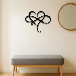 1pc Infinity Heart Metal Wall Decor Black,Heart Love Sign Plaque Elegant Bedroom
