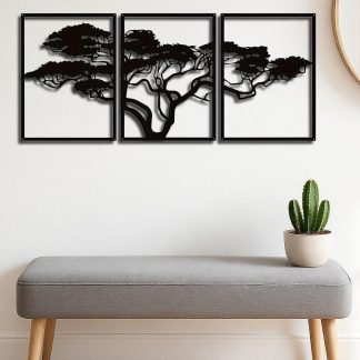 Set Of 3 Black Metal Tree Of Life Wall Arts,Stunning Boho Spiritual Decor