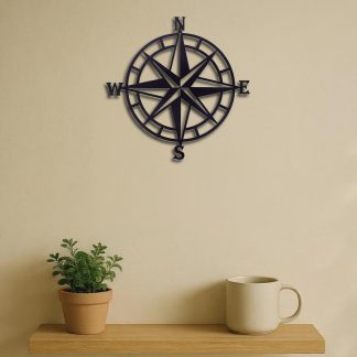 Nautical Compass Metal Wall Art - Ocean Theme Decor Sailor Gift Idea