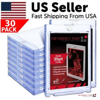 30 Pack Magnetic Trading Sports Card Holders 35pt One-Touch Hard UV Protection